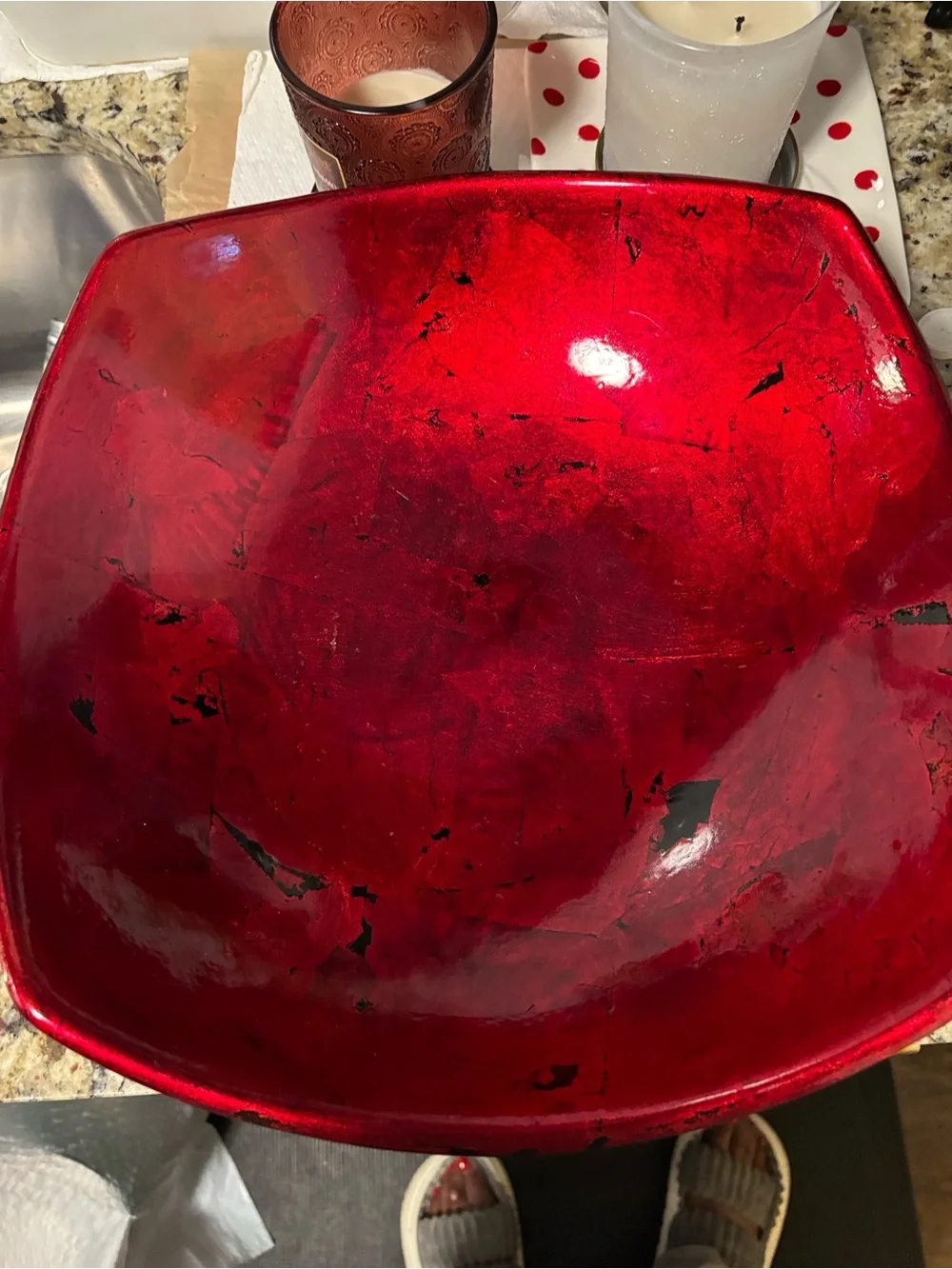 Pier 1 Black Decorative Bowl with Red Accent(6-27-26 Hop)